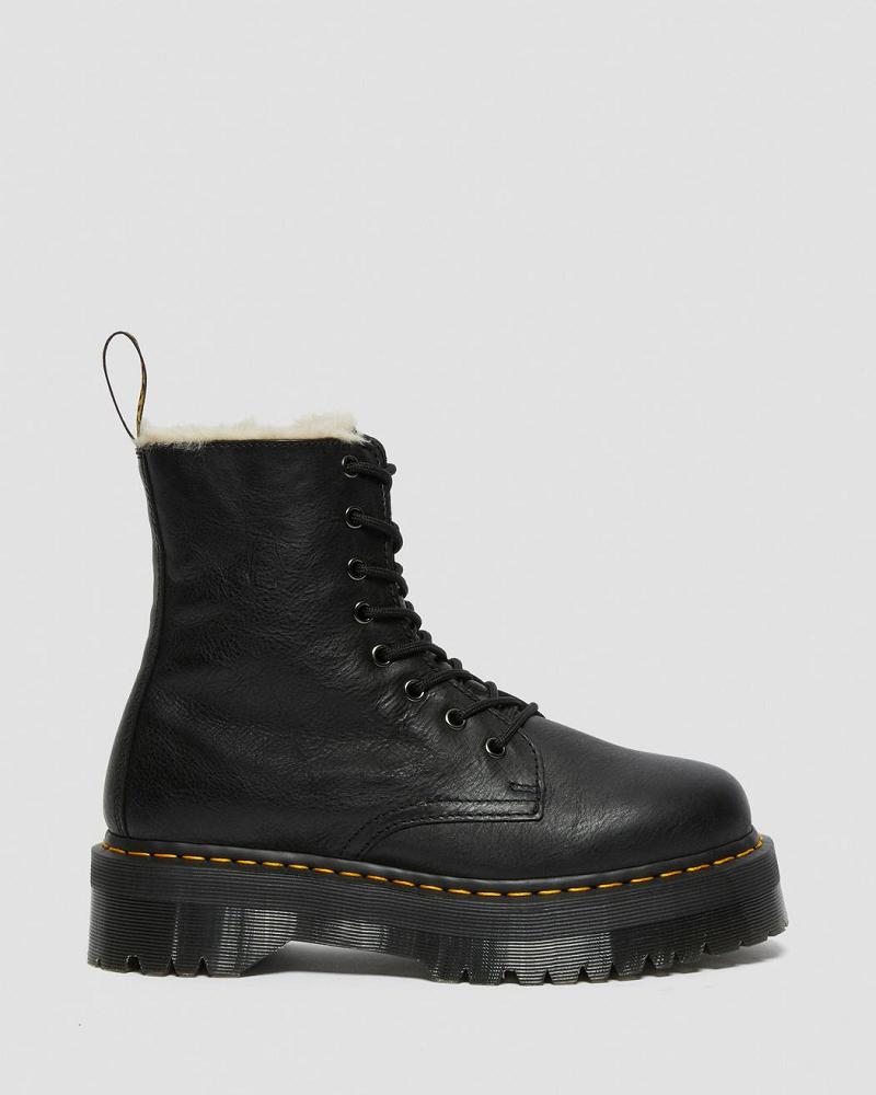 Dr Martens Jadon Læder Faux Fur Forede Platform Vinterstøvler Dame Sort | DK 288AHK